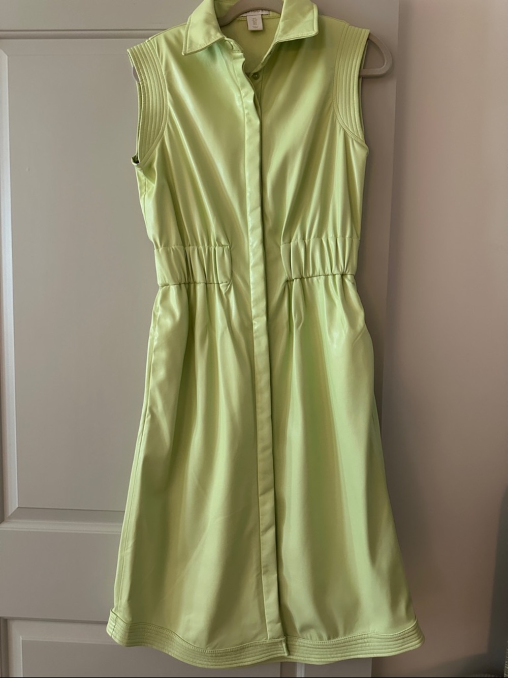 House of Harlow 1960 Sleeveless Lime Green Shirt Dress